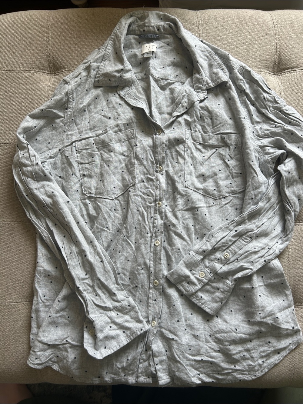 Star print button down shirt